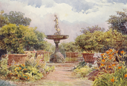 Italian Gardens: Villa Amari, The Fountain (colour litho)