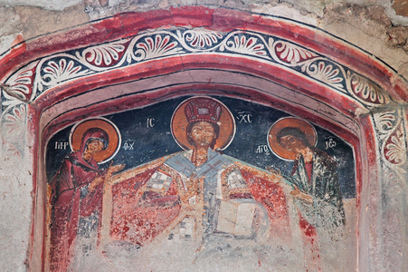 Arbanassi, 16th Century Orthodox Church of the Nativity, external fresco, Bulgaria