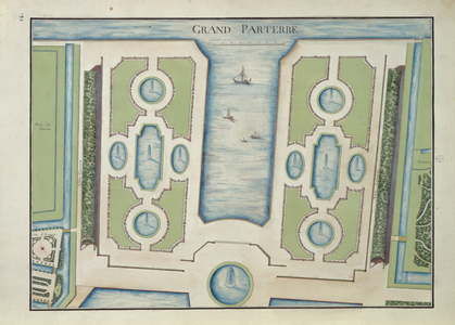 The Grand Parterre of the Chateaux de Chantilly, 1784 (w/c on paper) 