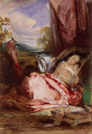 Odalisque in Red, 1827 (pencil, watercolour and bodycolour with gum varnish on paper)