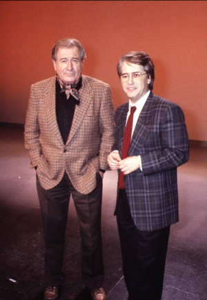Frank Elstner (r.) and Hans-Joachim Kulenkampff in "Menschen '85", 1985 (photo)