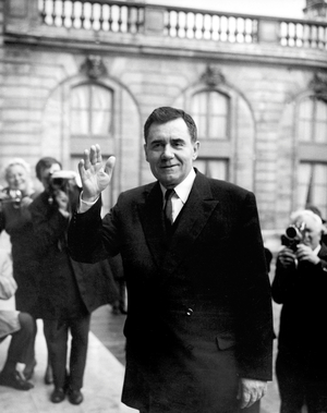 Soviet Minister of Foreign Affairs Andrei Gromyko during Visit in Paris April 25, 1965 (b/w photo)