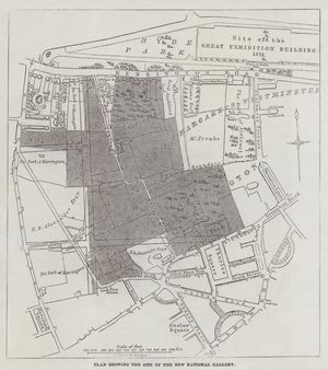 Plan showing the Site of the New National Gallery (engraving)