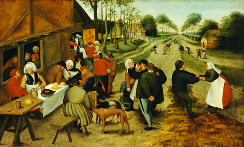 Peasants at a Roadside Inn, 17th century (oil on panel)