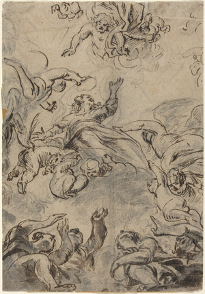 The Assumption of the Virgin, mid 17th century (pen and ink)
