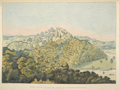 Maps K Top 46, 35 d View from Dynevor Castle, overlooking the River Towy and Golden Grove (hand-coloured etching)
