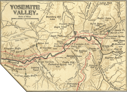 Map of Yosemite Valley, c.1900 (engraving)