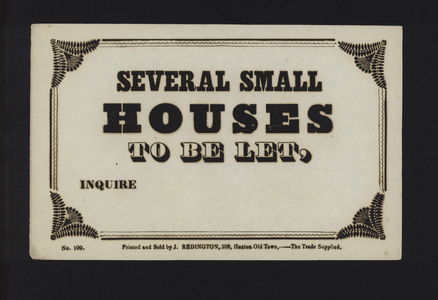 Advertisement: Several small house to be let (type)
