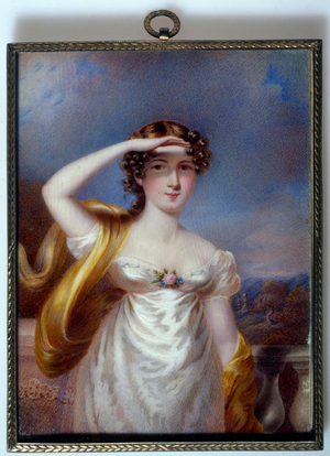 Portrait of Miss Frances Maria Kelly, actress and singer, circa 1815 (miniature)