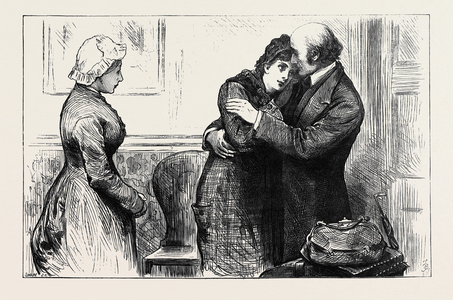 Then She Packed Up Such Few Things As She Wanted and Kissed Her Father with Her Prim Little Black Silk Bonnet on Ready to Start. 1880