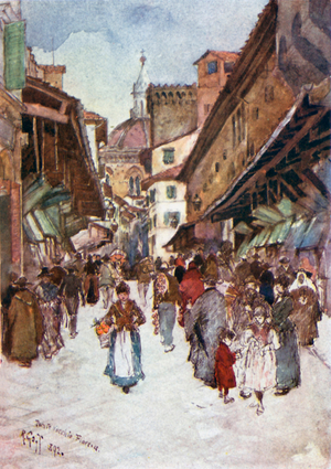 The Ponte Vecchio (colour litho)