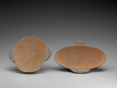 Pair Of Large Ear-Shaped Cups (earthenware with cinnabar)