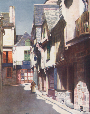 Mediaeval Houses, Vitre (colour litho)