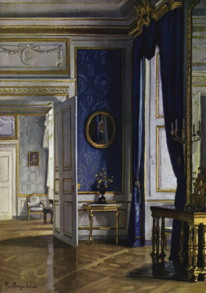 Corner of a Bedroom in the Residence, Munich, Designed by K P Puille and built 1799-1801 (colour litho)