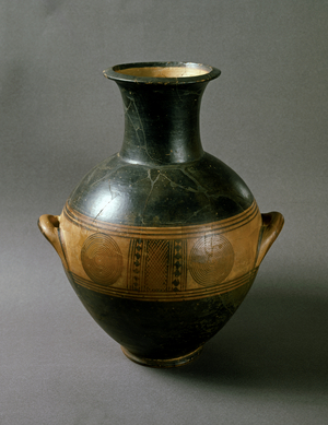 GREEK ART: Attic Geometric Amphora. From Kerameikos., late 10th century BC