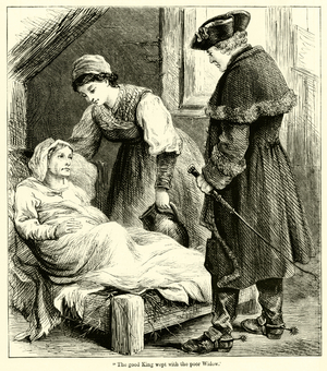The good King wept with the poor Widow (engraving)