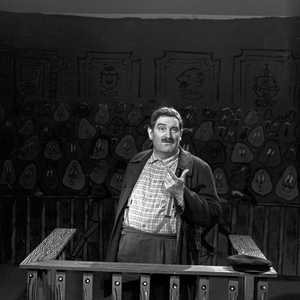 German cabaret artist, actor and comedian Juergen von Manger as an accused, Germany 1960s