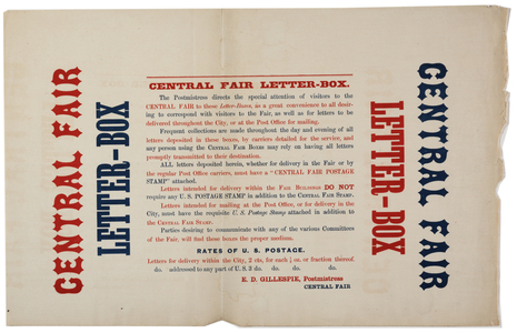 Announcement for the Central Fair Letter Boxes, c.1864 (colour litho)