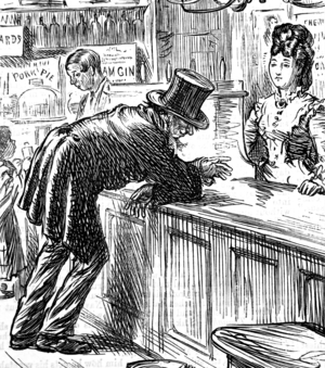 A drunken man at a gin shop, 1850