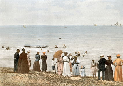Sea bathing, France, Postcard, c. 1900
