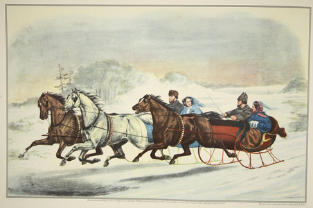 The Sleigh Race, pub. 1859, Currier & Ives (colour litho)