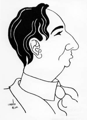 Jules Supervielle (1884-1960) French poet and writer, drawing by Carlo Rim (Jean Marius Richard 1905-1989)
