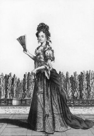 Elizabeth Charlotte de Bourbon d'Orleans (1676-1744) daughter of Philippe d'Orleans (brother of LouisXIV) and princess of the Palatinate, engraving