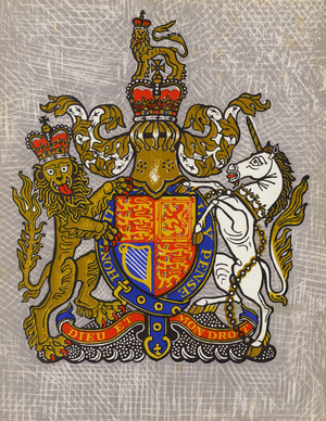 The Queen's Beasts, Coronation, 1953: The Royal Arms (colour litho)
