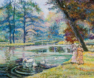 Study for Lunch with Swans (oil on canvas)