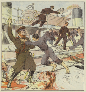 Fin tragique du commandant du Steregoutchy (colour litho)