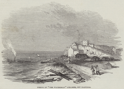 Wreck of "The Waterman" Steamer, off Hastings (engraving)