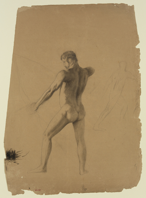 Nude Male with Bow and Arrow (chalks on paper)