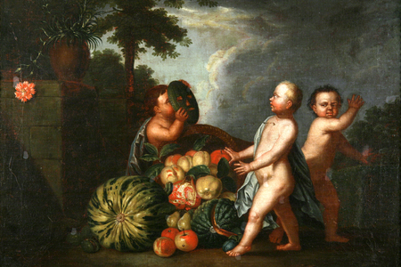 Cupids and Fruit (oil on canvas)