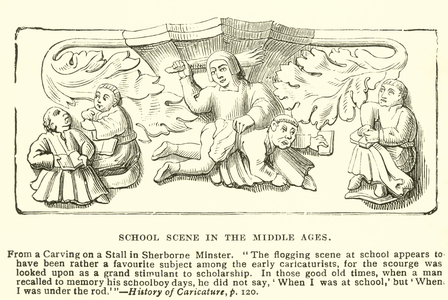 School scene in the Middle Ages (engraving)