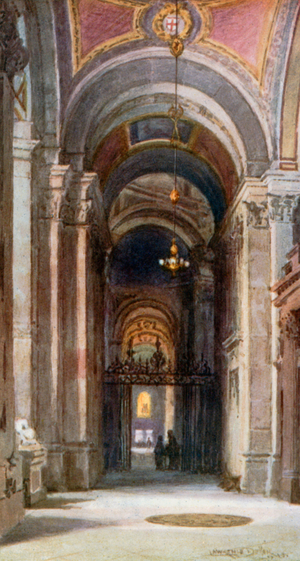 The South Choir Aisle, looking West (colour litho)