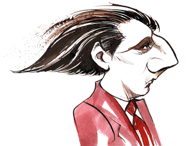 Rued Langgaard (1893 - 1952) Danish composer and organist, caricature in profile