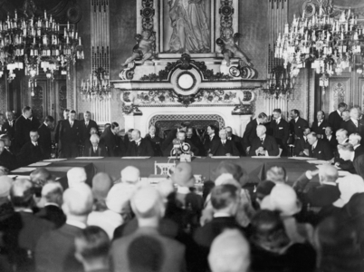Signing of the Kellogg-Briand Pact, 1928 (b/w photo)