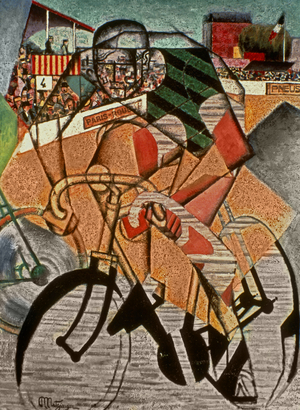 At the Velodrome, 1912 (oil  and collage on canvas)