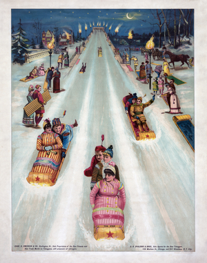 Advertisement for the Star Toboggan, pub. 1887 (colour litho)