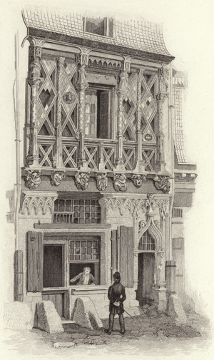 House in Le Mans, France, 15th Century. Illustration for Bilder-Atlas (engraving)