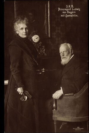 Ak S.K. Prince Regent Ludwig of Bavaria with wife Maria Theresia (b/w photo)
