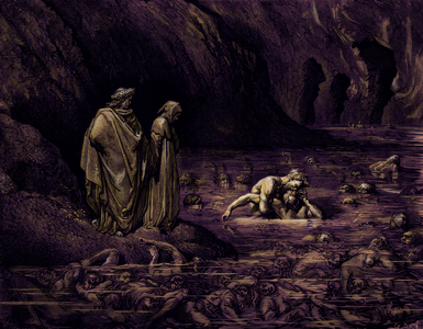 Illustration for The Divine Comedy - Hell (La Divina Commedia, L'Inferno) by Dante, 19th century (engraving)