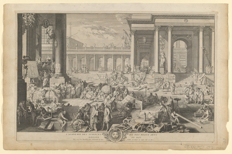 L'Académie des Sciences et des Beaux-Arts, 1698 (etching)