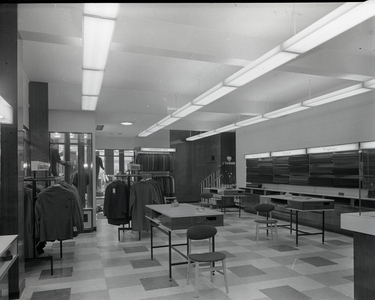 Interior of Burton's tailors, England, 1966 (b/w photo)