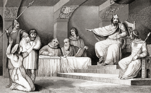 Childebert II, Merovingian King of Austrasia, from 'Histoire de France' by Colart pub. c.1840 (print)