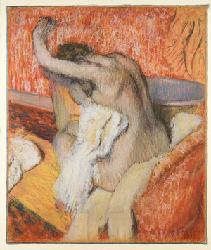 After the bath - woman drying herself, c.1895 (pastel on paper)