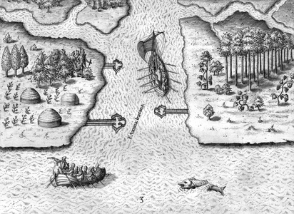 The french leaves River May, 1591 (engraving)