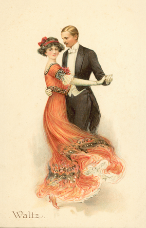Couple dancing the Waltz (chromolitho)