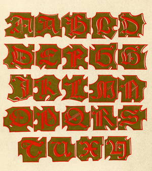Gold illuminated alphabet