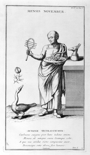 November represented as a priest from the cult of Isis